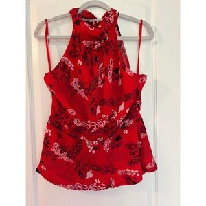 EVA MENDES Isabella Handkerchief Sheer Bow Top Size Medium